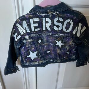 Personalized denim jacket size 12-18 months. Name Emerson